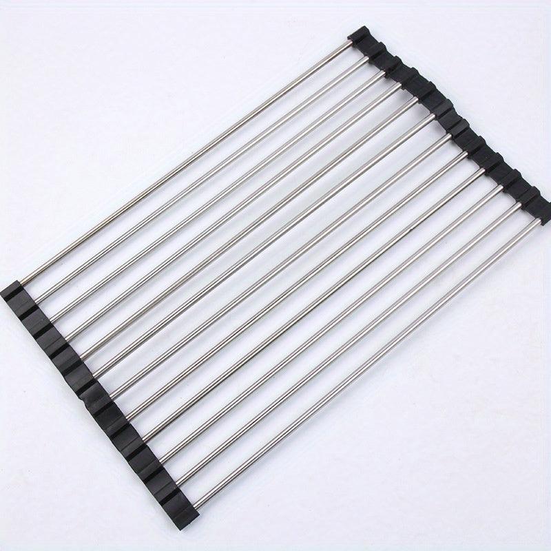 Stainless Steel Roll Up Dish Drying Rack Sink Drainer Foldable Kitchen Accessory