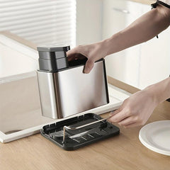Kitchen Sink Soap Dispenser with Sponge Holder Stainless Steel Organizer