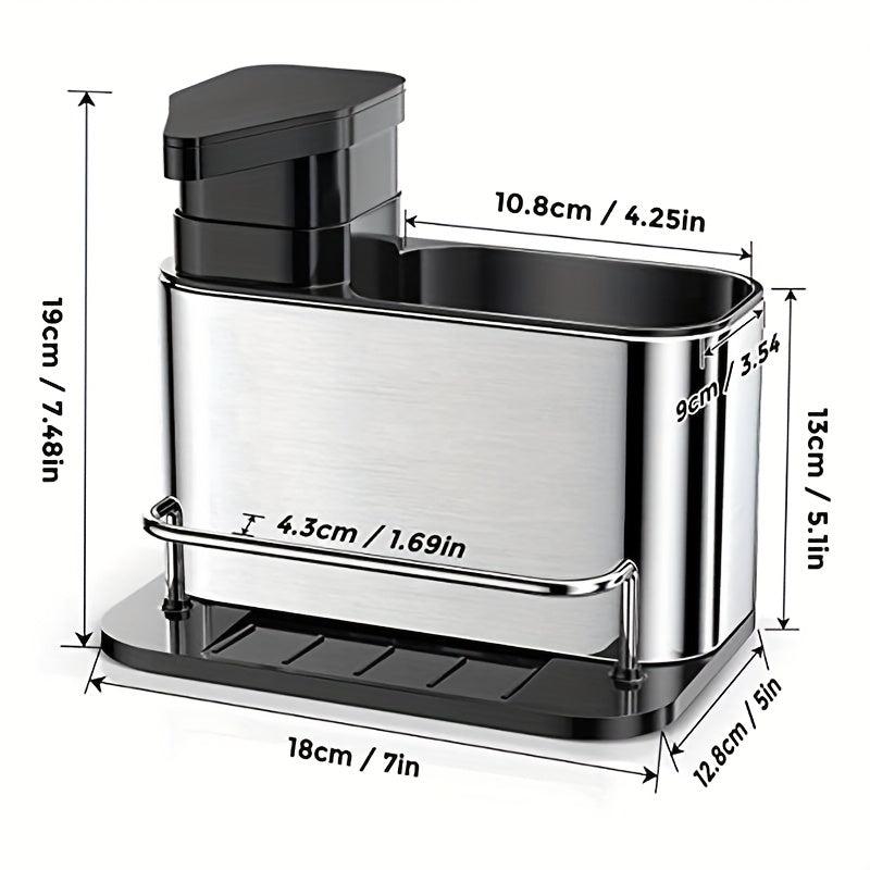 Kitchen Sink Soap Dispenser with Sponge Holder Stainless Steel Organizer