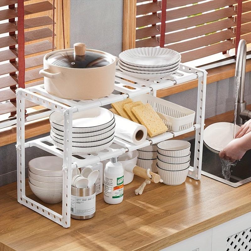 Extendable Under Sink Organizer with Removable Shelves for Kitchen Storage