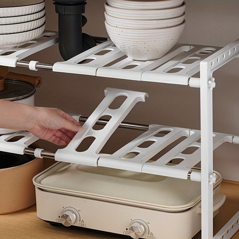 Extendable Under Sink Organizer with Removable Shelves for Kitchen Storage