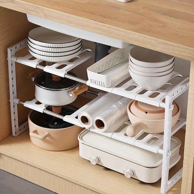 Extendable Under Sink Organizer with Removable Shelves for Kitchen Storage