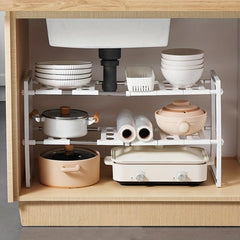 Extendable Under Sink Organizer with Removable Shelves for Kitchen Storage