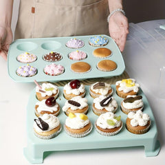 24 Grid Cupcake Storage Box Double Layer Clear Plastic Cake Carrier