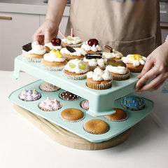 24 Grid Cupcake Storage Box Double Layer Clear Plastic Cake Carrier