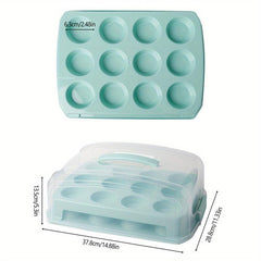24 Grid Cupcake Storage Box Double Layer Clear Plastic Cake Carrier