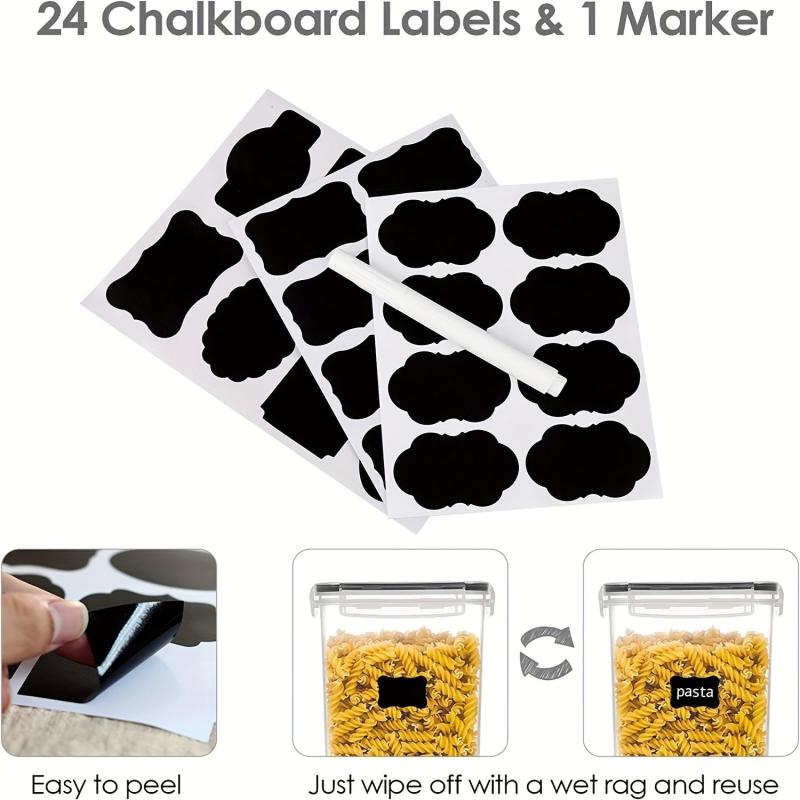 BPA Airtight Food Storage Container with Lid, 24 Labels, Marker, Dishwasher Safe