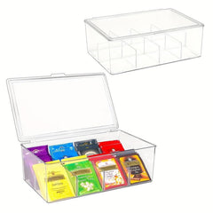 Clear Acrylic Tea Bag Organizer with Lid - Tea Storage Box - Plastic Tea Holder