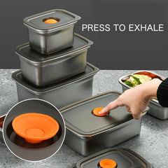 304 Stainless Steel Fresh Keeping Box with Lid Sealed Container for Food Storage