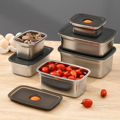 304 Stainless Steel Fresh Keeping Box with Lid Sealed Container for Food Storage