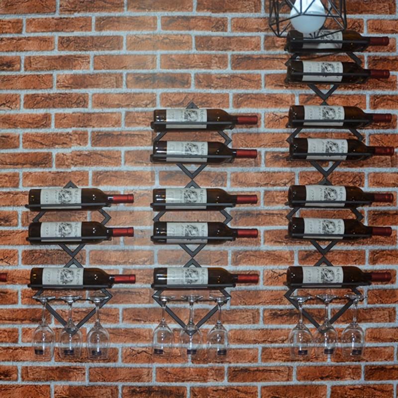 Wall Mounted Wine Bottle Rack With Glass Rack