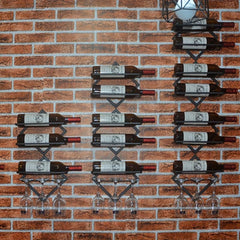 Wall Mounted Wine Bottle Rack With Glass Rack