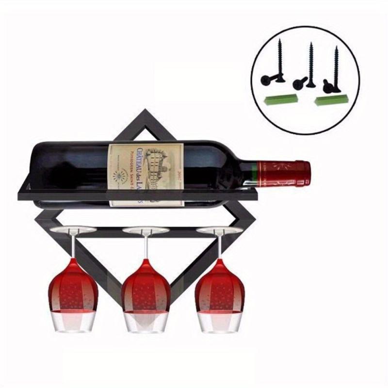 Wall Mounted Wine Bottle Rack With Glass Rack