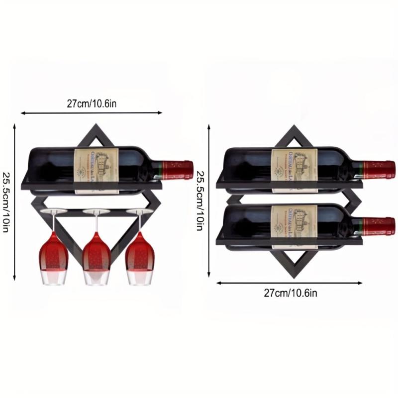 Wall Mounted Wine Bottle Rack With Glass Rack