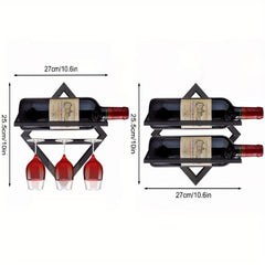 Wall Mounted Wine Bottle Rack With Glass Rack