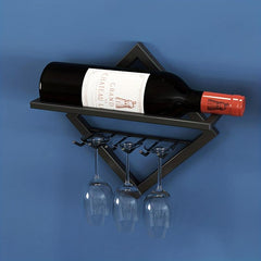 Wall Mounted Wine Bottle Rack With Glass Rack