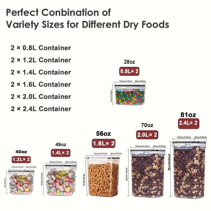 12pcs Airtight Food Storage Containers BPA Free Dry Food Canisters