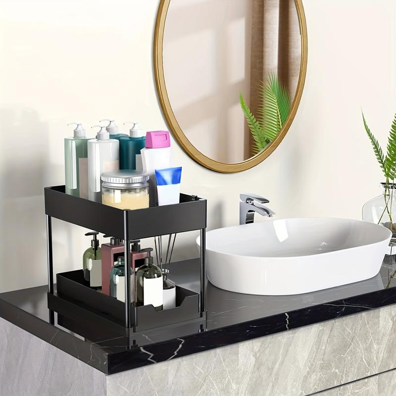 2 Tier Sliding Cabinet Basket Organizer Drawers Under Sink Organizer