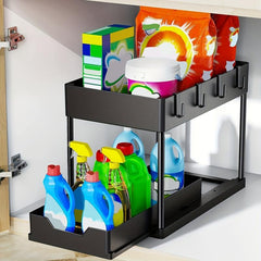 2 Tier Sliding Cabinet Basket Organizer Drawers Under Sink Organizer
