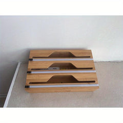 Bamboo Cling Film Storage Box Wrap Dispenser With Cutter
