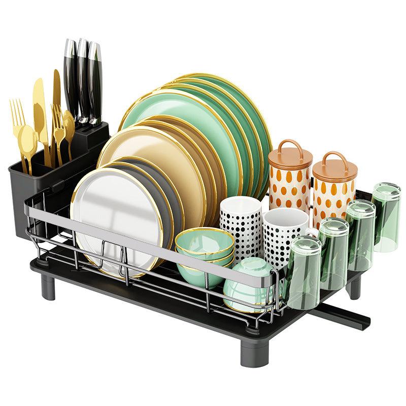 Dish Drying Rack with Utensil Holder and Cup Rack