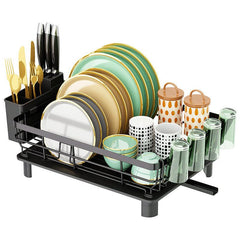 Dish Drying Rack with Utensil Holder and Cup Rack