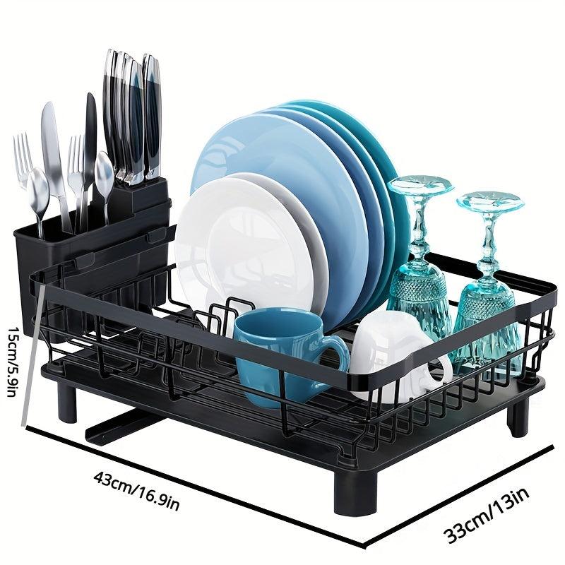 Dish Drying Rack with Utensil Holder and Cup Rack