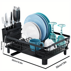 Dish Drying Rack with Utensil Holder and Cup Rack