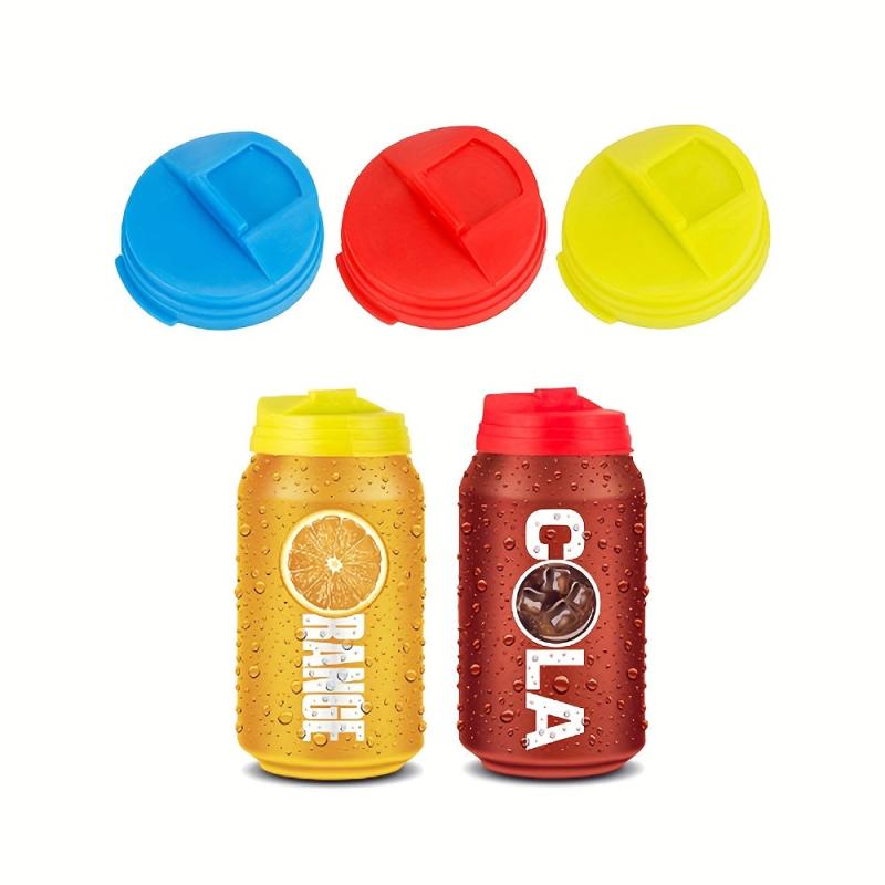 3pcs Plastic Can Lids Reusable Pop Can Tops for Standard Size Cans Soda