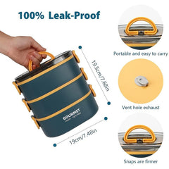 3 Tier Bento Lunch Box 2000ml Sealed Leak Proof Microwave Safe Portable Food Con