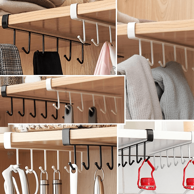 2pcs Under Shelf Mug Hooks for Flat Buttons Cabinet Kitchen