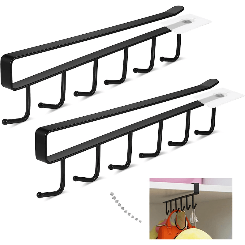 2pcs Under Shelf Mug Hooks for Flat Buttons Cabinet Kitchen