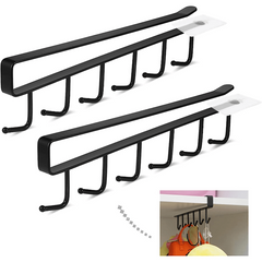 2pcs Under Shelf Mug Hooks for Flat Buttons Cabinet Kitchen