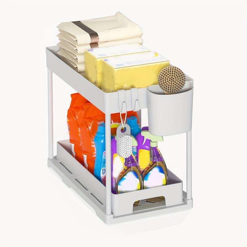 2 Tier Pull Out Under Sink Organizer for Bathroom and Kitchen Storage
