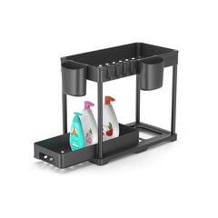 2 Tier Pull Out Under Sink Organizer for Bathroom and Kitchen Storage