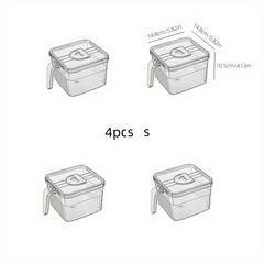 4pcs Refrigerator Fresh-keeping Box Organizer Bins with Lids and Handles