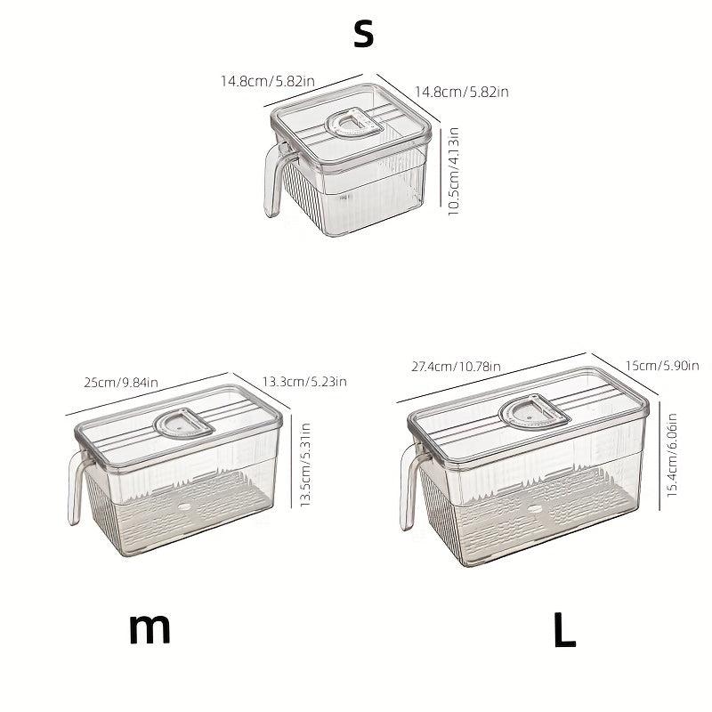 4pcs Refrigerator Fresh-keeping Box Organizer Bins with Lids and Handles