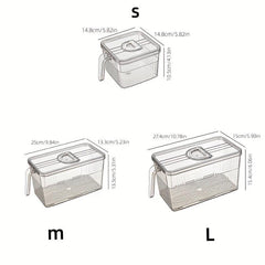 4pcs Refrigerator Fresh-keeping Box Organizer Bins with Lids and Handles