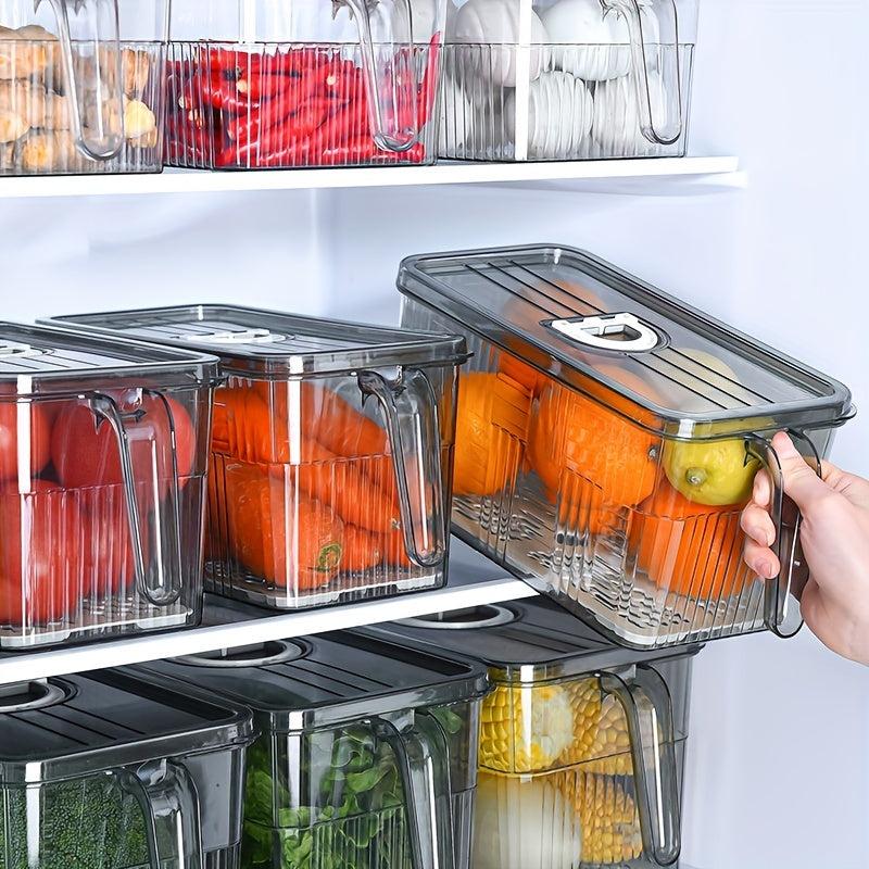 4pcs Refrigerator Fresh-keeping Box Organizer Bins with Lids and Handles