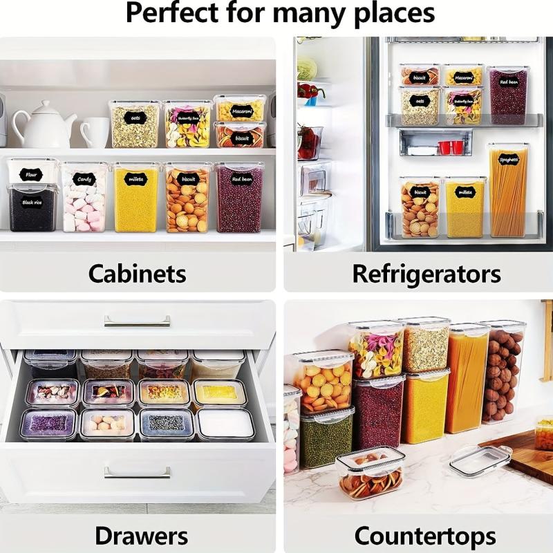 Airtight Food Storage Containers Set Kitchen & Pantry Organizer with Lids Labels