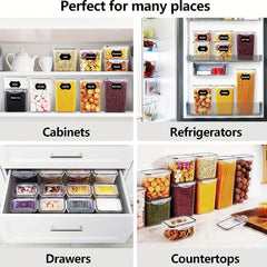 Airtight Food Storage Containers Set Kitchen & Pantry Organizer with Lids Labels