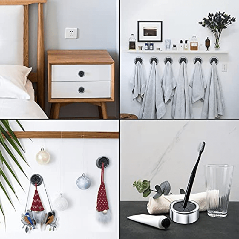 8pcs Adhesive Towel Holder Round Wall Mount for Bathroom Kitchen Home
