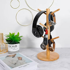 Wooden Mug Tree Stand Holds 6 Cups Kitchen Organizer