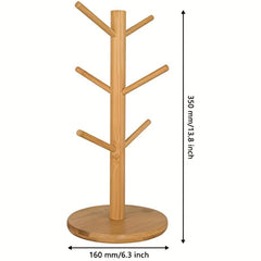 Wooden Mug Tree Stand Holds 6 Cups Kitchen Organizer