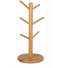 Wooden Mug Tree Stand Holds 6 Cups Kitchen Organizer
