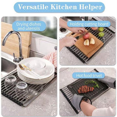 Stainless Steel Drain Rack and Drying Mat Kitchen Organizer