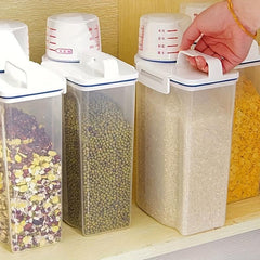 Large Capacity Rice Bucket w/ Measuring Cup - Moisture-proof Cereal Storage