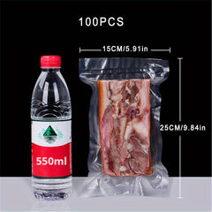 100pcs Textured Vacuum Packaging Sealing Food Preservation Bag Transparent