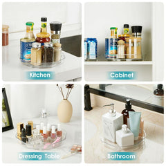 Clear Rotatable Seasoning Rack and Food Storage Tray for Kitchen Supplies