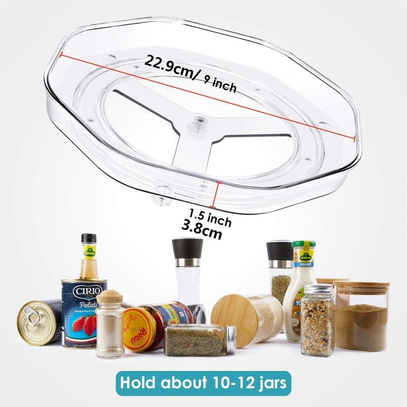 Clear Rotatable Seasoning Rack and Food Storage Tray for Kitchen Supplies